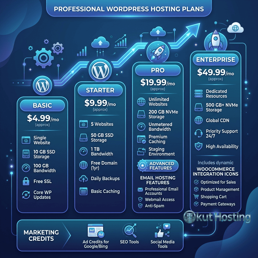 Bluehost WordPress hosting plan tiers
